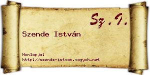 Szende István névjegykártya